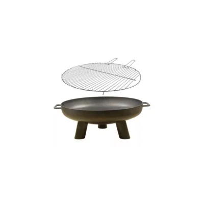 Brasero de jardin Ø60 x h24 cm acier + grille barbecue