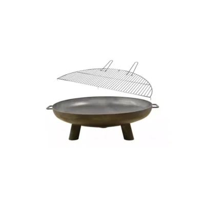 Brasero de jardin Ø80 x h25 cm acier + grille barbecue