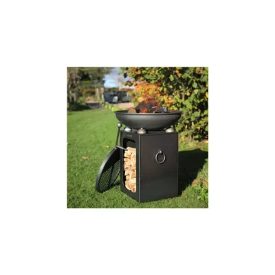 Brasero de jardin sur range bois Firepit Log Store 70x82cm