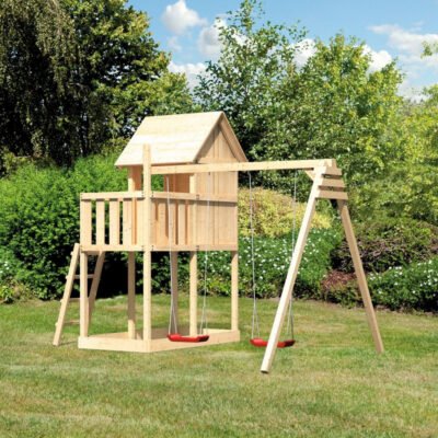 Cabane sur pilotis Karibu en épicéa naturel Frieda