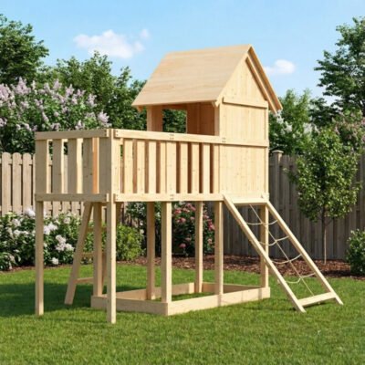 Cabane sur pilotis en épicéa Frieda naturel Karibu