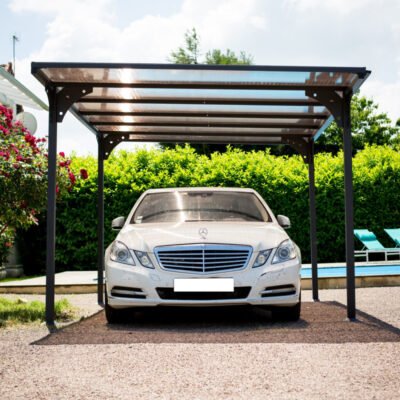 Carport 1 voiture 14.70m² Habrita en aluminium 6mm