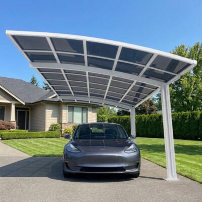 Carport X METAL 15m² 2 poteaux en aluminium laqué blanc