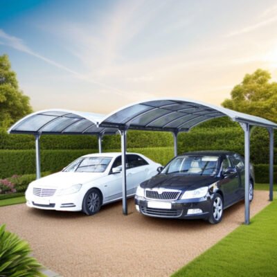 Carport 2 voitures en aluminium et polycarbonate 6mm Habrita