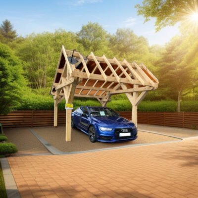 Carport à toit asymétrique 12.25m² en bois massif Habrita