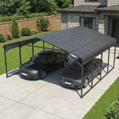 Carport X METAL à toit en acier galvanisé 38m² 597 x 636cm