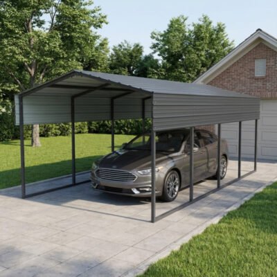 Carport X METAL 22m² à toit en acier galvanisé 366 x 596cm