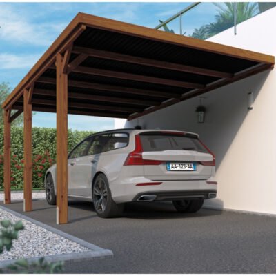 Carport adossable 16.4m² en bois autoclave PEFC Victor Cerland