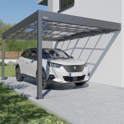Carport Trigano adossé LIBECCIO 16m² en alu anthracite