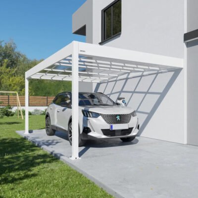 Carport LIBECCIO Trigano 16m² en alu adossé blanc