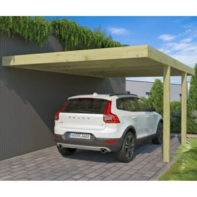 Gardenas carport adossé Qube 17m² en bois traité autoclave