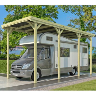 Carport camping car 24.5m² Gardenas en bois traité autoclave