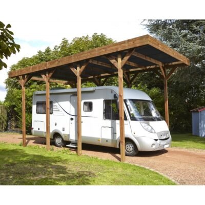 Carport camping car 32.40m² en bois autoclave Cerland