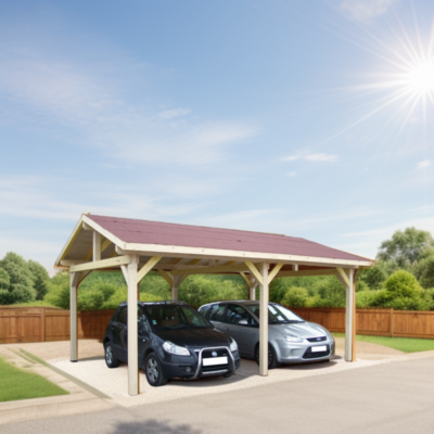 Carport 23.24m² en bois contrecollé et traité Habrita