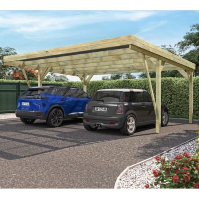 Carport double 30.9m² en bois autoclave Victor Design Cerland