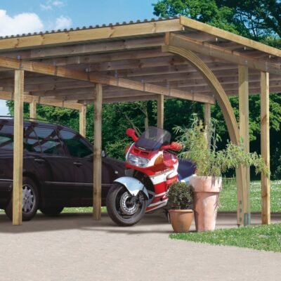 Carport double 38,25m² Karibu Eco2 toit PVC