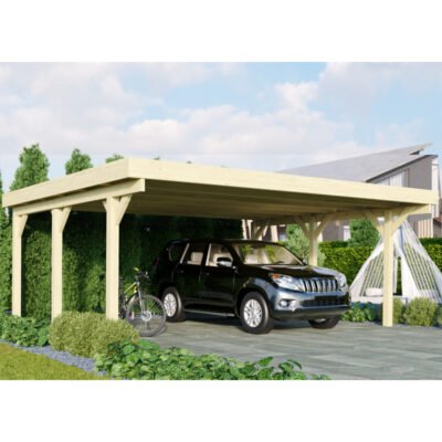 Carport double en bois 28.3m² KARIBU autoclave
