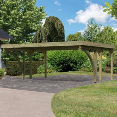 Carport double en bois 28,3m² KARIBU toit en PVC