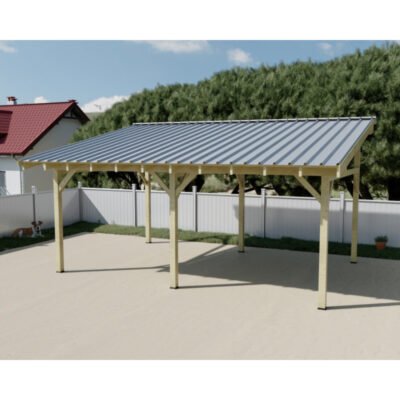 Carport double 22.85m² Habrita en bois contrecollé et traité