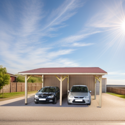 Carport en bois Habrita 22.85m² contrecollé et traité