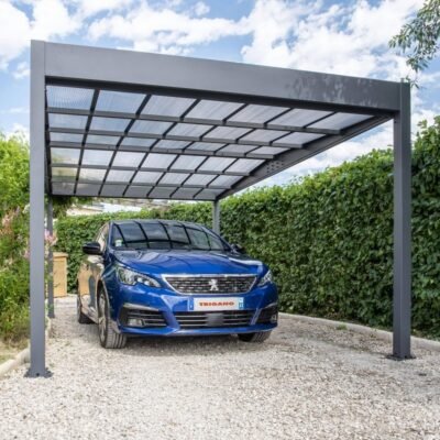 Carport Trigano LIBECCIO 16m² en alu double pente anthracite