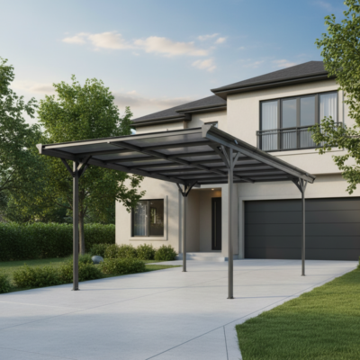Carport X METAL en aluminium 3 x 5m toit monopente 6mm