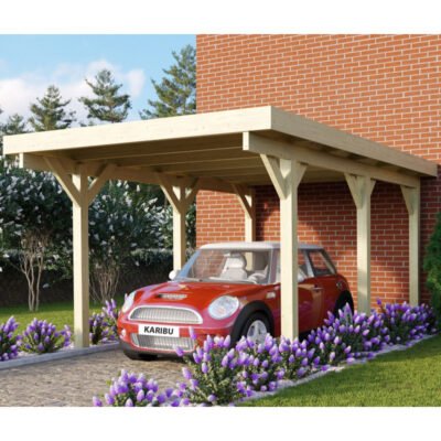KARIBU Carport en bois 15m² et toit en PVC