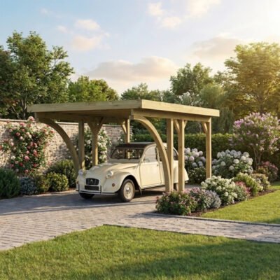 Carport en bois KARIBU 15m² toit en acier