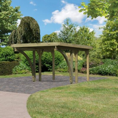Carport KARIBU en bois 15m² toit en PVC gris