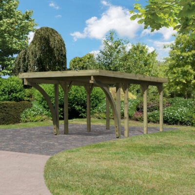 Carport KARIBU en bois 20.9m² toit en acier