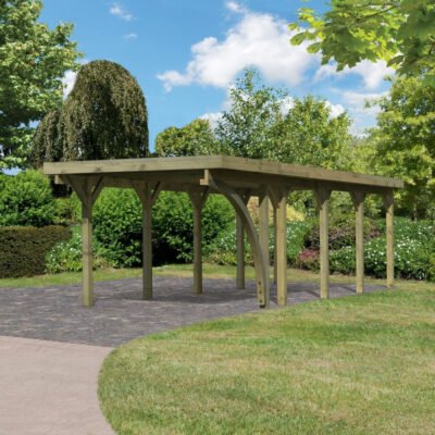 Carport KARIBU en bois 26.9m² avec poteau en arc