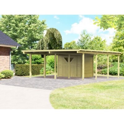Carport Karibu en bois 30.35m² avec petit débarras