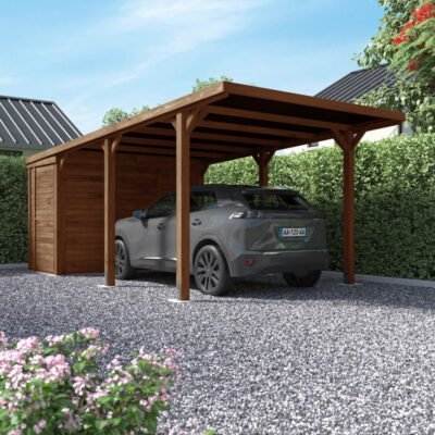 Carport en bois traité 20.9m² Cerland avec espace de rangement