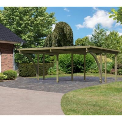 Carport Karibu autoclave 27.58m² avec toit PVC