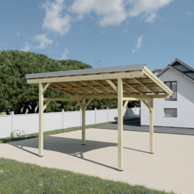 Carport en bois contrecollé Habrita 10.86m² et traité