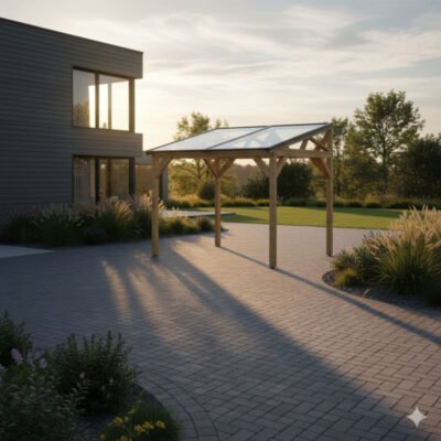 Carport en bois thermo 4.24m² HABRITA traité et toit solaire