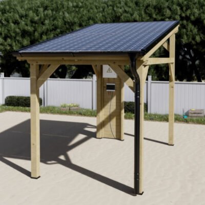 Carport en bois brut 7.43m² HABRITA et toit solaire