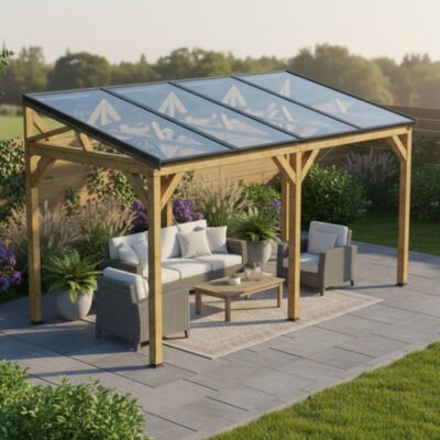 Carport en bois thermo 8,45m² HABRITA monopente traité