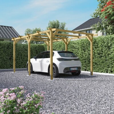 Carport simple 15.40m² en bois autoclave PEFC Henri Cerland