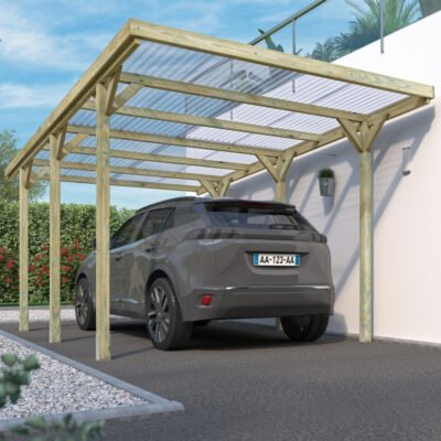 Carport simple 15.6m² en bois Cerland autoclave PEFC Jean