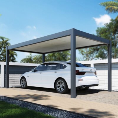 Carport Ombrea 15m² en aluminium anthracite et toit en acier