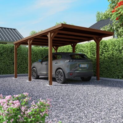 Carport simple en bois 16.5m² Cerland autoclave marron Victor