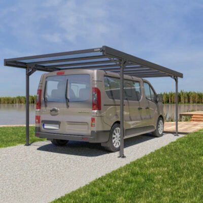 Carport TRIGANO L579cm en aluminium anthracite Alizé 16