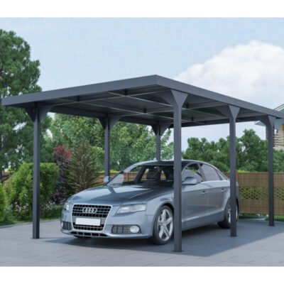 Carport X METAL en acier 284 x 546cm toit plat anthracite