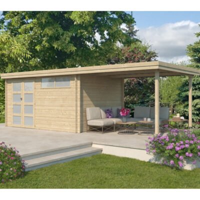 Chalet moderne Oregon 13.51m² extension 300cm en bois massif