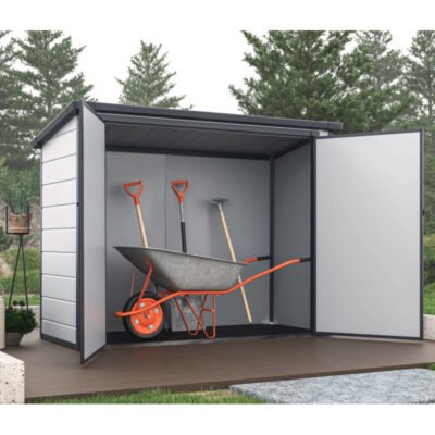 Coffre de jardin JOBU en résine1.79m² cache poubelles gris clair