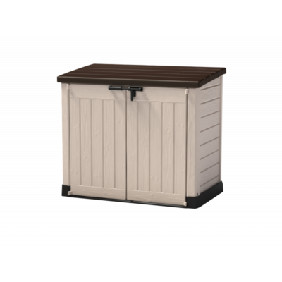 Coffre de jardin Keter multifonctions 1200L en résine toit plat beige