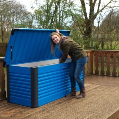 Coffre de rangement Patio Box en métal bleu 1000L TRIMETALS