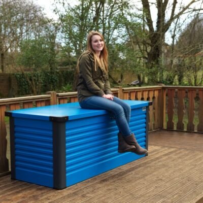 Coffre de rangement en métal bleu 750L Patio Box TRIMETALS