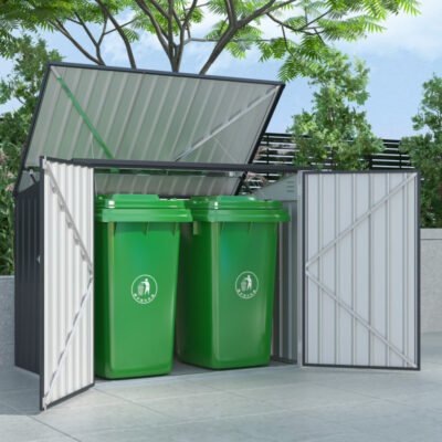 Coffre de rangement multifonctions 2300L 2 poubelles X METAL